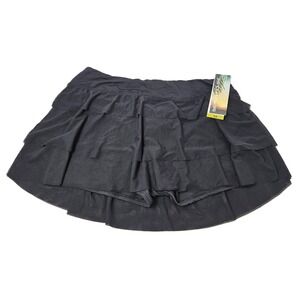 BEACH HOUSE Cadence Swim Skort, Paloma Beach Black, Ruffled, Size 14, NWT